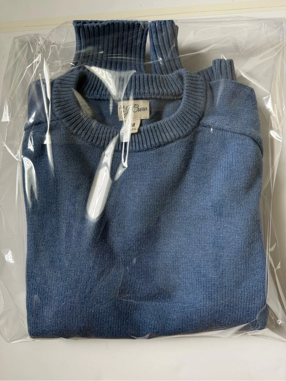 J.Crew Men’s Heavyweight 100% Cotton Crewneck Knit Sweater Blue Medium